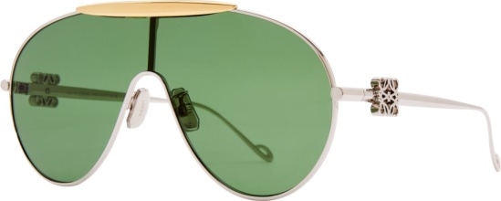 Loewe Silver And Green Oversized Aviator Sunglasses