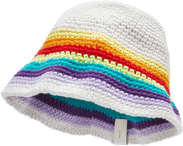 Loewe White And Rainbow Crocheted Bucket Hat