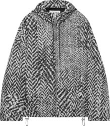 Loewe White Black Harringbone Print Hooded Jacket