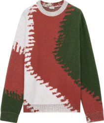 Loewe White Rust And Green Colorblock Sweater