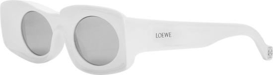Loewe White Wide Rectangular Oval Lens Sunglasses