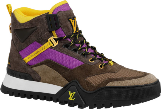 Louis Vuitton Brown & Purple LV Hiking Boots worn by Floyd
