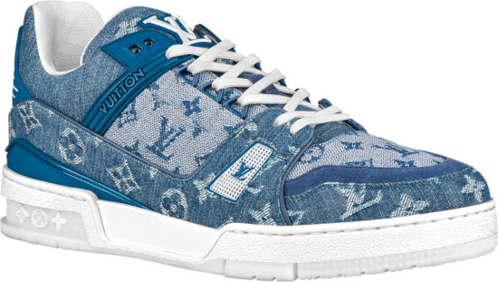 Louis Vuitton Blue Denim 'LV Trainer' Sneakers | Incorporated Style