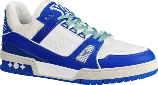 Louis Vuitton White & Blue 'LV Trainer' Sneakers | INC STYLE