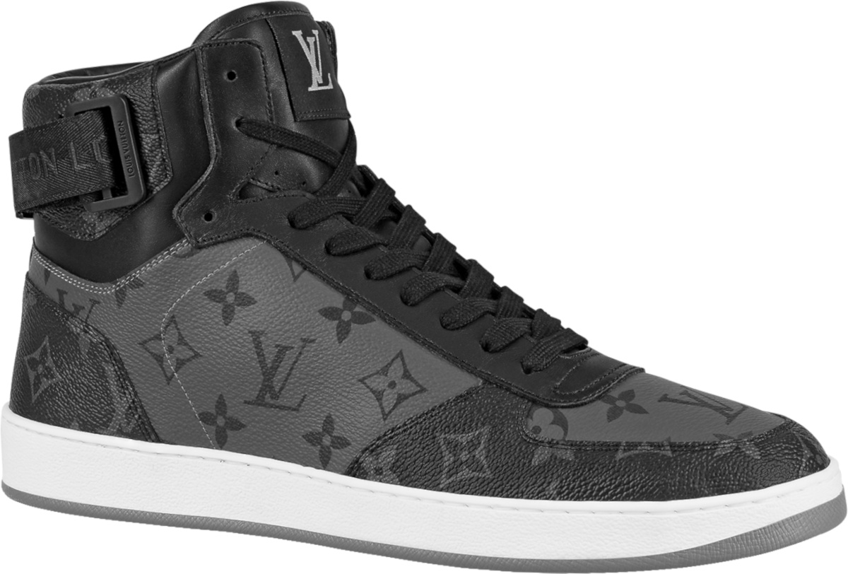 Louis Vuitton Dark Grey Monogram 'Rivoli' High-Top Sneakers | INC STYLE