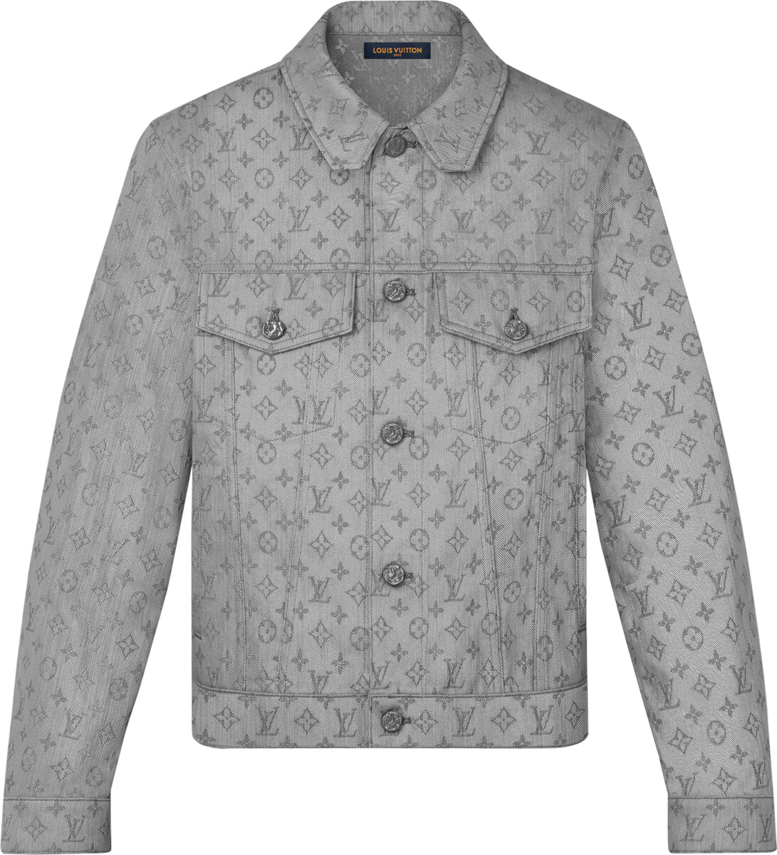 traducir Gimnasio Automáticamente Louis Vuitton Grey Monogram Denim Jacket | Incorporated Style
