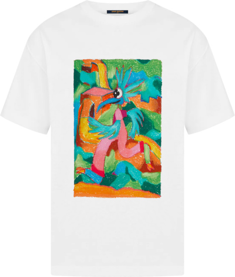 Louis Vuitton White & Multicolor Bird T-Shirt | Incorporated Style