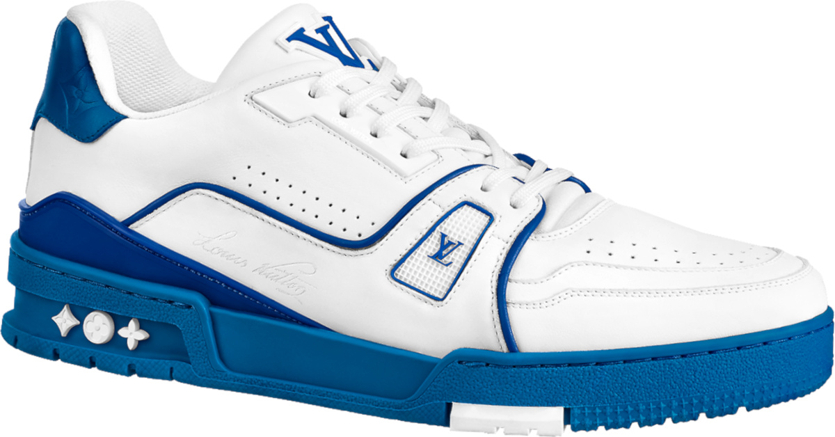 Louis Vuitton White & Blue-Sole 'LV Trainer' Sneakers | Incorporated Style