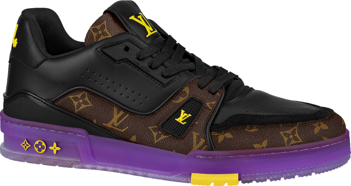 Louis Vuitton Black, Brown, & Purple-Sole 'Trainer' Sneakers