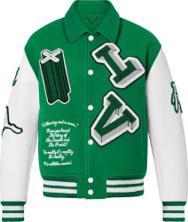 Green & White-Sleeve Varsity Jacket