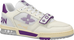 White & Purple Strap 'LV Trainer' Sneakers