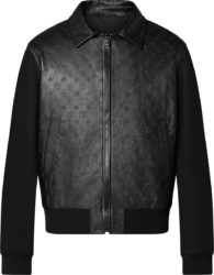 Black LVSE Leather & Knit-Sleeve Jacket