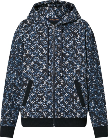 Louis Vuitton Blue Speckled Monogram Zip Hoodie | INC STYLE