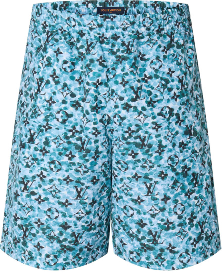 Louis Vuitton Light Blue Speckled Monogram Swim Shorts | INC STYLE