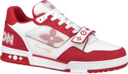 Red & White Strap 'LV Trainer' Sneakers