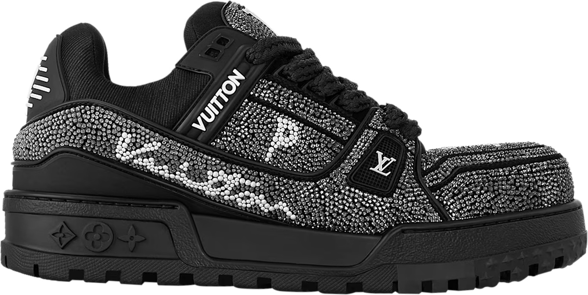 Louis Vuitton Black Crystal 'LV Trainer Maxi' Sneakers | INC STYLE