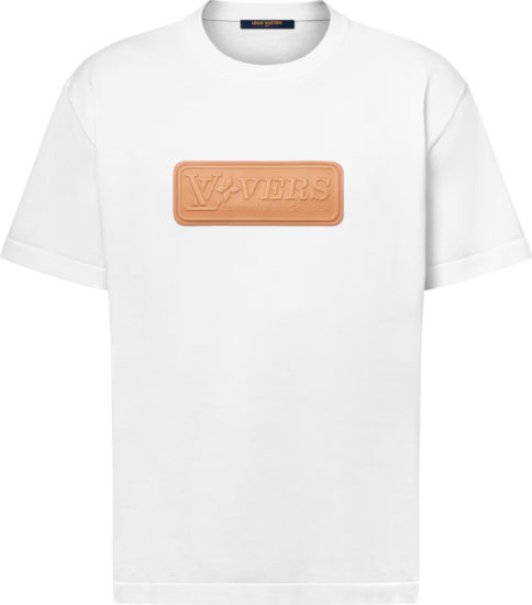 Louis Vuitton White Leather 'LV Lovers' Patch T-Shirt | INC Louis Vuitton White Leather 'LV Lovers' Patch T-Shirt | INC