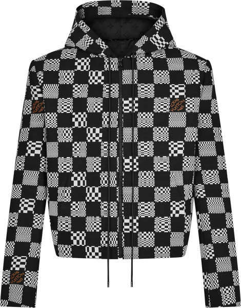 Louis Vuitton Black Checkerboard Constructed Hoodie 1a8pgv