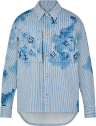 Louis Vuitton Blue Striped Watercolor Monogram Shirt 1a8qye