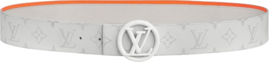 Louis Vuitton Circle ‘LV’ Buckle White Leather Belt | Incorporated Style