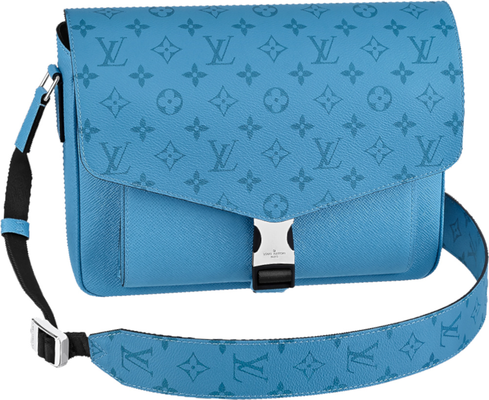Louis Vuitton Blue Monogram 'Flap' Messenger Bag