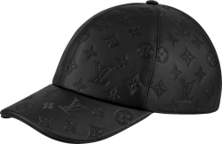 Black Leather 'Shadow Monogram' Hat