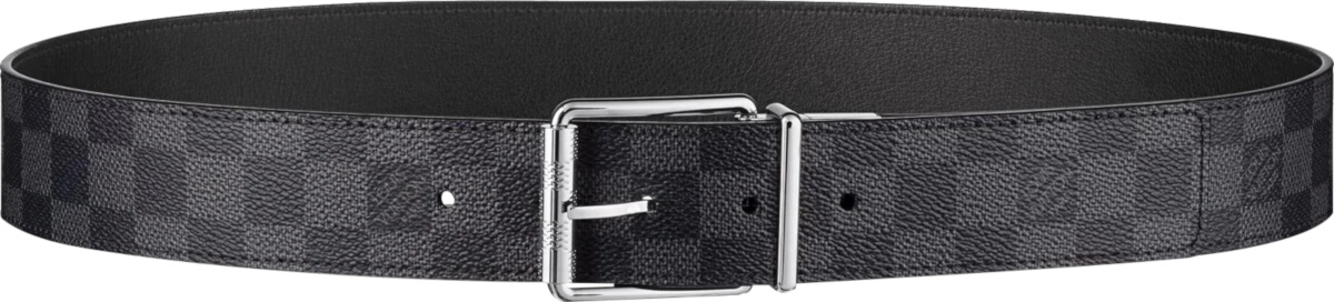 Louis Vuitton Graphite Damier & Silver T-Buckle Belt | INC STYLE