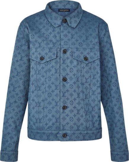 Louis Vuitton Monogram Embossed Blue Denim Jacket