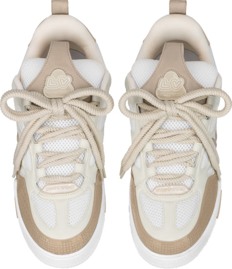 Louis Vuitton Beige And White Lv Skate Sneakers