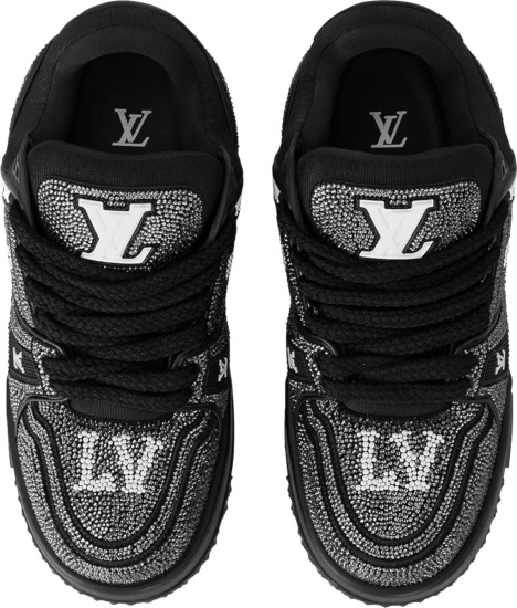 Louis Vuitton Black Allover Crystals Chunky Lv Trainer Sneakers