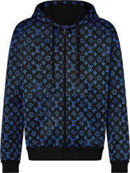 Louis Vuitton Black And Blue Monogram Zip Hoodie 1aat66
