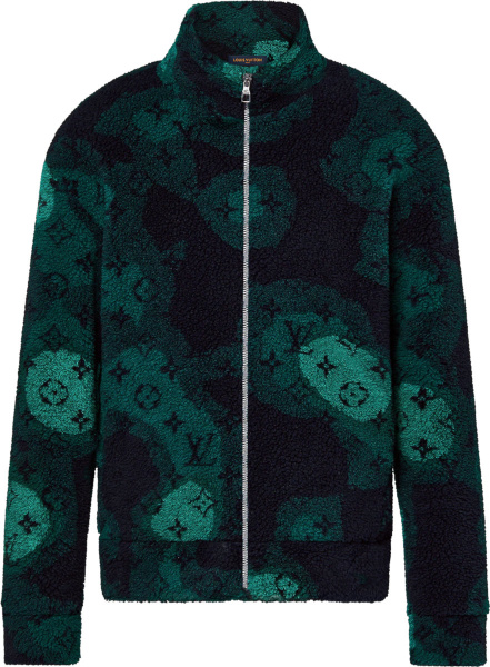 Louis Vuitton Black And Green Elevation Camo Monogram Fleece Jacket 1aatyr