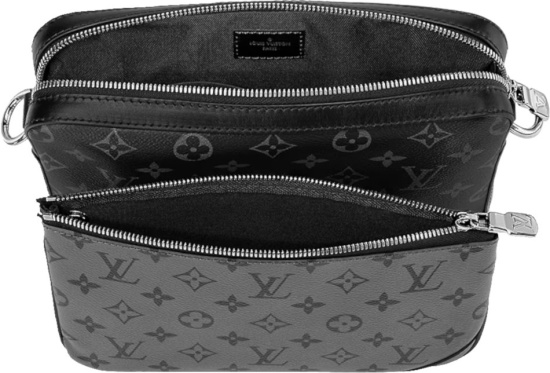 Louis Vuitton Black And Grey Monogram Canvas Trio Messenger Bag