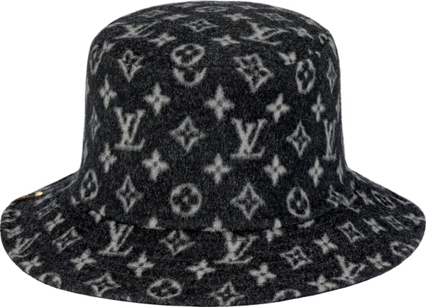 Louis Vuitton Black And Grey Wool Monogram Carry On Bob Hat