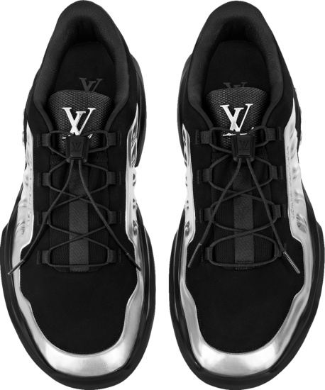 Louis Vuitton Black And Metallic Silver Millenium Sneakers