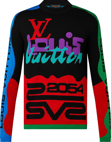 Louis Vuitton Black And Multicolor 2054 Logo Sweater 1a9gv8