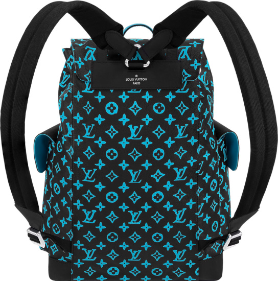 Louis Vuitton Black And Neon Blue Monogram Christopher Backpack