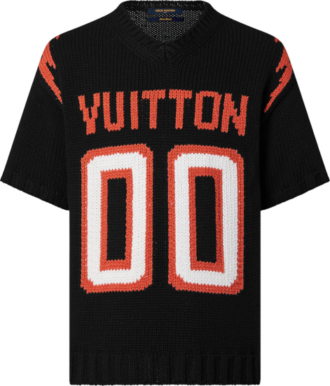 Louis Vuitton Black And Orange 00 Football Jersey