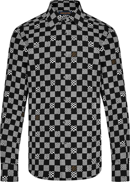 Louis Vuitton Black And White Checkerboard Shirt 1a8pbw