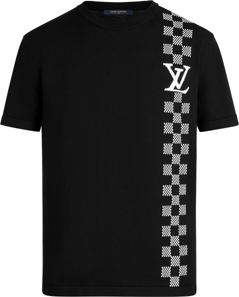 Louis Vuitton Black And White Damier Stripe Jacquard T Shirt 1a8p9x