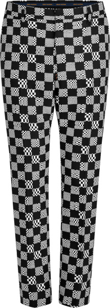 Louis Vuitton Black And White Distorted Monogram Cigaret Pants 1a8pdw