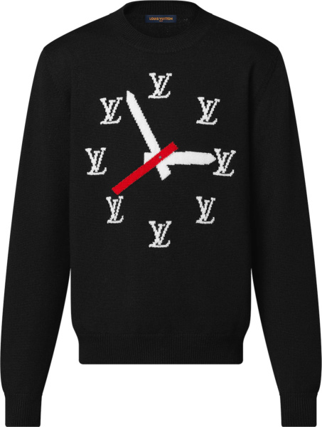 Louis Vuitton Black Clock Intarsia Sweater 1aa4hm