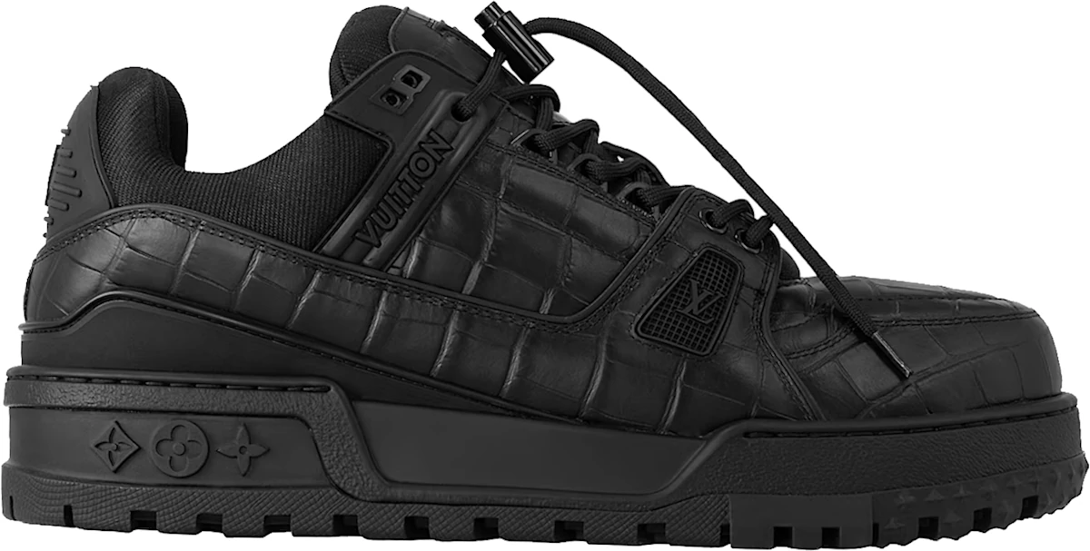 Louis Vuitton Black Croc Lv Trainer Maxi Sneakers