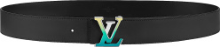 Louis Vuitton Black Leather Belt With A Yellow Blue Gradient Lv Spotlight Belt M0522s