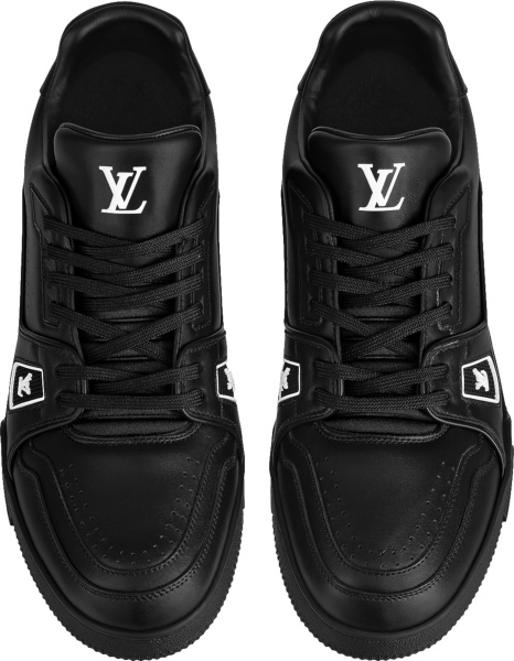Louis Vuitton Black Leather Low Top Lv Trainer Sneakers