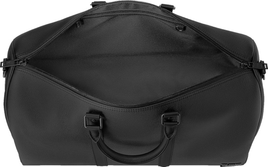 Louis Vuitton Black Leather Lv Aerogram Keepall 50 Duffle Bag