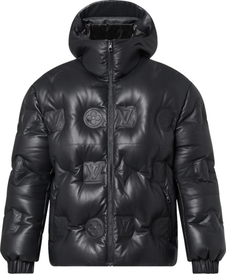 Louis Vuitton Black Leather Monogram Down Jacket 1aatkg