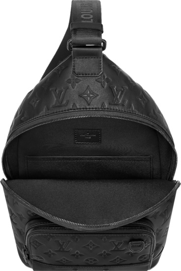 Louis Vuitton Black Leather Monogram Embossed Sling Bag