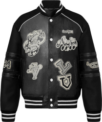 Louis Vuitton Black Leather Musical Varsity Jacket 1aatmi
