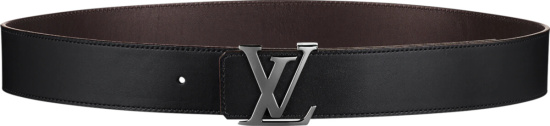 Louis Vuitton Black Leather Rutherium Buckle Lv Initiales Belt M9887q